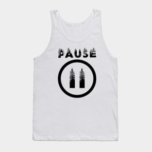 PAUSE black print design Tank Top